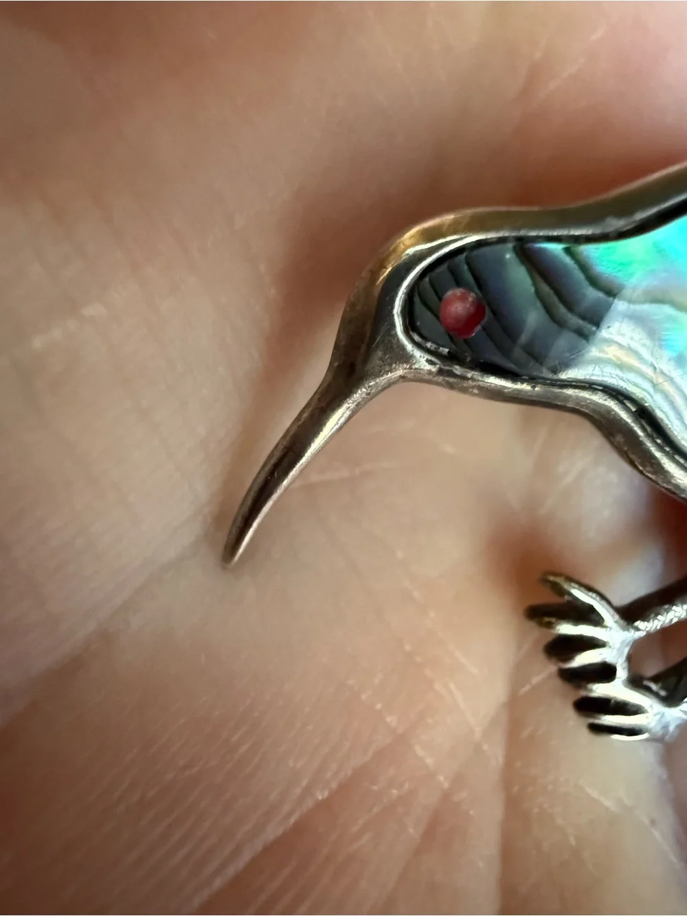 Kiwi Bird Abalone Shell Sterling Silver 925 Brooch Pin